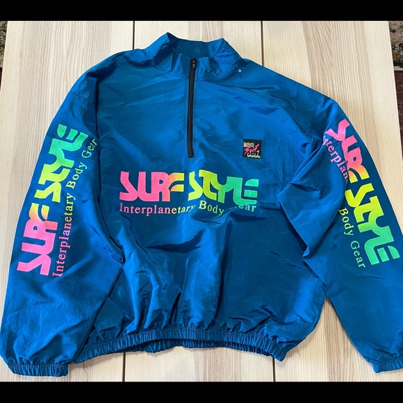 Vintage 9s Surf Style Neon Windbreaker 